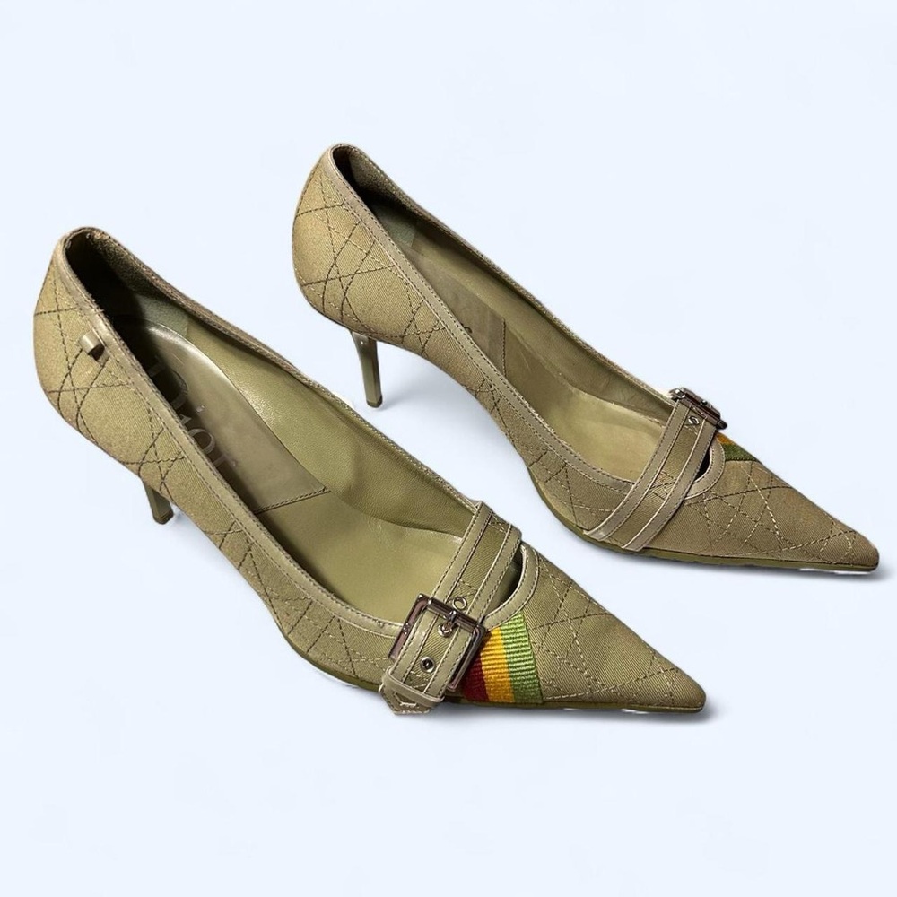 Dior Green Rasta Buckle Pointed Toe Heels!